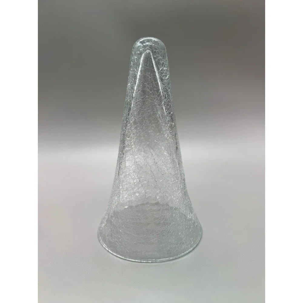 Vtg Pier 1 Hollywood Regency Crackle Glass Trumpet Vase Footed Brass Grape Stand